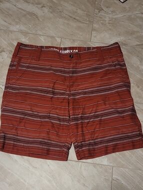 Mossimo Supply Co. Rust Red Striped Men’s Swim Board Shorts